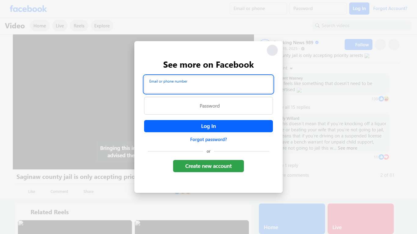 Saginaw county jail is only accepting priority arrests 🚫 Breaking News 989 Facebook