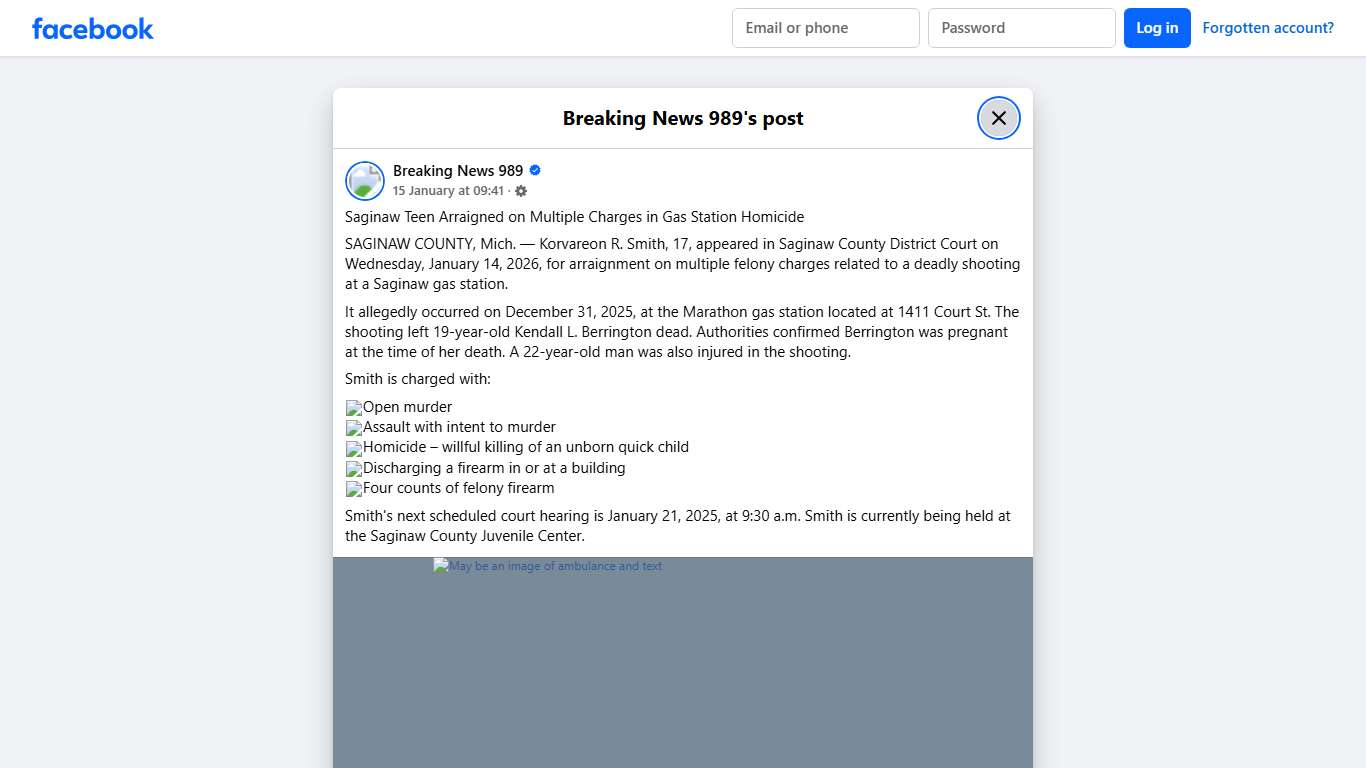 Saginaw Teen Arraigned on Multiple... - Breaking News 989 Facebook