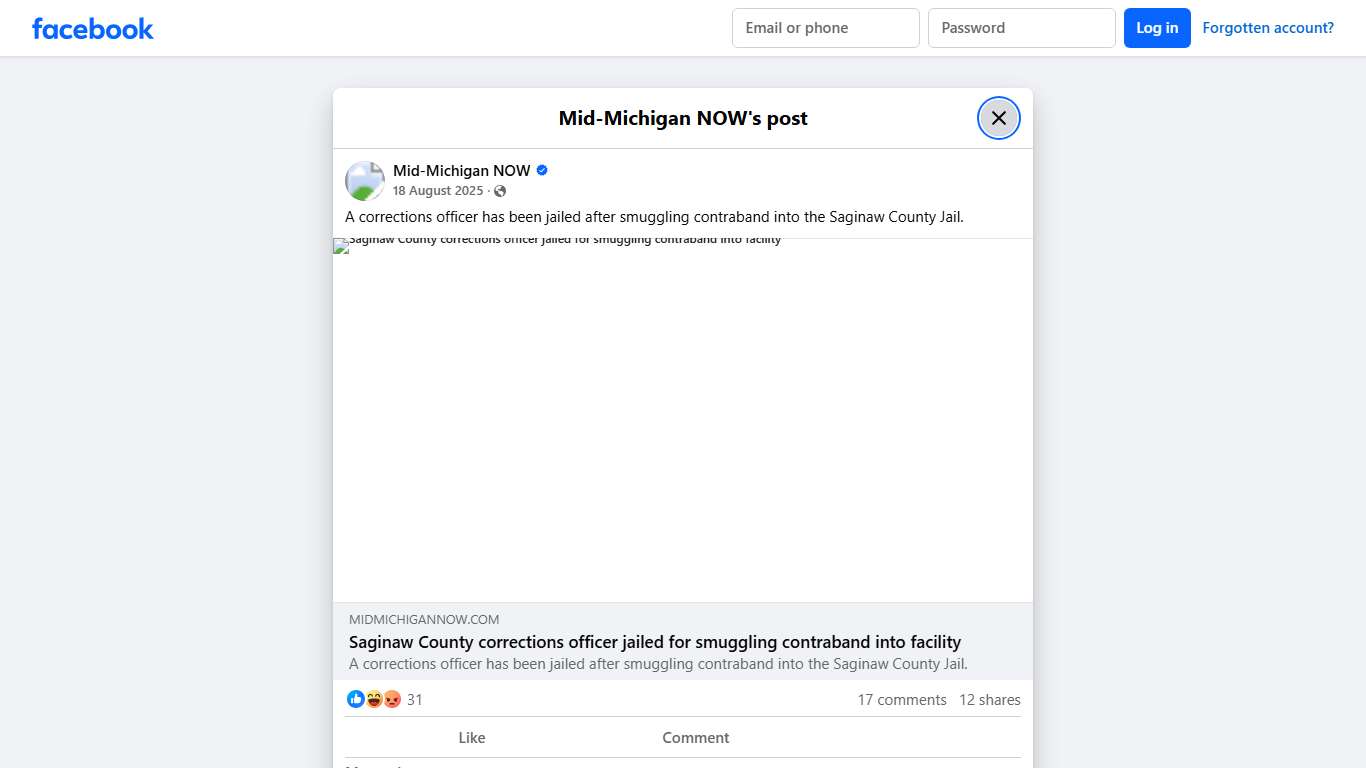 A corrections officer has been jailed... - Mid-Michigan NOW Facebook