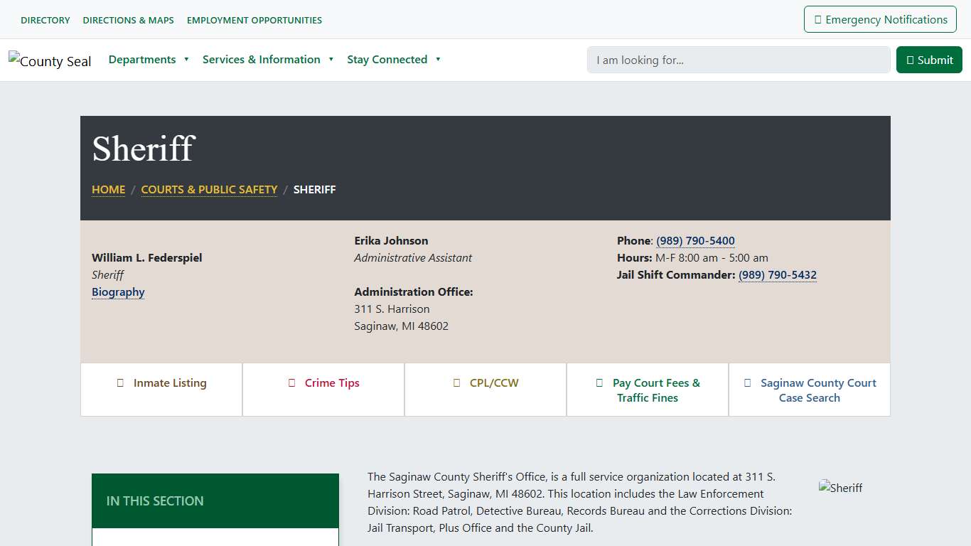 County of Saginaw, MI - Sheriff